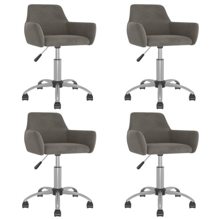 vidaXL Sillas de comedor giratorias 4 unidades terciopelo gris oscuro