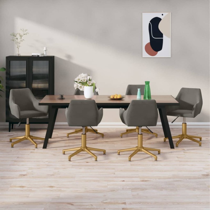 vidaXL Sillas de comedor giratorias 6 unidades terciopelo gris oscuro vidaXL Sillas de comedor giratorias 6 unidades terciopelo gris oscuro