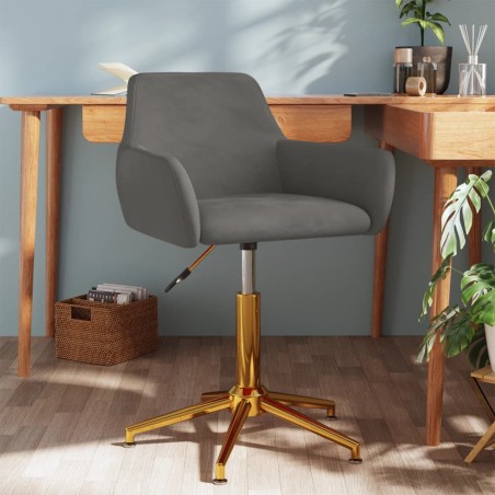 vidaXL Silla de oficina giratoria de terciopelo gris oscuro