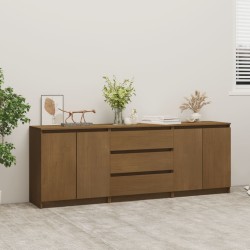 vidaXL Armario auxiliar marrón miel madera maciza de pino 180x36x65 cm