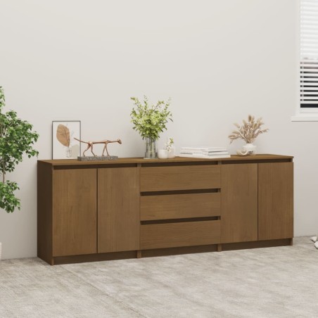 vidaXL Armario auxiliar marrón miel madera maciza de pino 180x36x65 cm