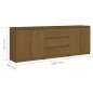vidaXL Armario auxiliar marrón miel madera maciza de pino 180x36x65 cm vidaXL Armario auxiliar marrón miel madera maciza de pino 180x36x65 cm