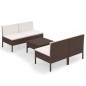 vidaXL Set muebles de jardín 5 pzas y cojines ratán sintético marrón vidaXL Set muebles de jardín 5 pzas y cojines ratán sintético marrón