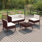 vidaXL Set muebles de jardín 5 pzas y cojines ratán sintético marrón vidaXL Set muebles de jardín 5 pzas y cojines ratán sintético marrón