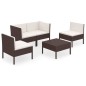 vidaXL Set muebles de jardín 5 pzas y cojines ratán sintético marrón vidaXL Set muebles de jardín 5 pzas y cojines ratán sintético marrón