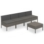 vidaXL Set de muebles de jardín 5 pzas y cojines ratán sintético gris vidaXL Set de muebles de jardín 5 pzas y cojines ratán sintético gris