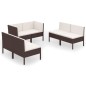 vidaXL Set muebles de jardín 6 pzas y cojines ratán sintético marrón vidaXL Set muebles de jardín 6 pzas y cojines ratán sintético marrón