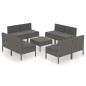 vidaXL Set de muebles de jardín 9 pzas y cojines ratán sintético gris vidaXL Set de muebles de jardín 9 pzas y cojines ratán sintético gris