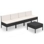 vidaXL Set de muebles de jardín 5 pzas y cojines ratán sintético negro vidaXL Set de muebles de jardín 5 pzas y cojines ratán sintético negro