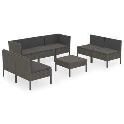 vidaXL Set de muebles de jardín 8 pzas y cojines ratán sintético gris