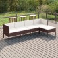 vidaXL Set muebles de jardín 5 pzas y cojines ratán sintético marrón vidaXL Set muebles de jardín 5 pzas y cojines ratán sintético marrón