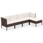 vidaXL Set muebles de jardín 5 pzas y cojines ratán sintético marrón vidaXL Set muebles de jardín 5 pzas y cojines ratán sintético marrón