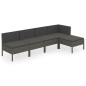 vidaXL Set de muebles de jardín 5 pzas y cojines ratán sintético gris vidaXL Set de muebles de jardín 5 pzas y cojines ratán sintético gris