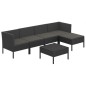vidaXL Set de muebles de jardín 6 pzas y cojines ratán sintético negro vidaXL Set de muebles de jardín 6 pzas y cojines ratán sintético negro