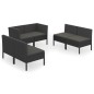 vidaXL Set de muebles de jardín 6 pzas y cojines ratán sintético negro vidaXL Set de muebles de jardín 6 pzas y cojines ratán sintético negro