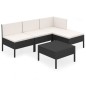 vidaXL Set de muebles de jardín 5 pzas y cojines ratán sintético negro vidaXL Set de muebles de jardín 5 pzas y cojines ratán sintético negro