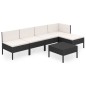 vidaXL Set de muebles de jardín 6 pzas y cojines ratán sintético negro