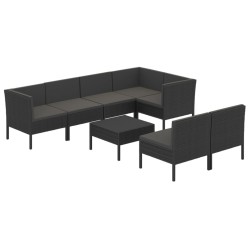 vidaXL Set de muebles de jardín 8 pzas y cojines ratán sintético negro