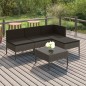 vidaXL Set de muebles de jardín 5 pzas y cojines ratán sintético gris vidaXL Set de muebles de jardín 5 pzas y cojines ratán sintético gris
