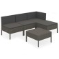 vidaXL Set de muebles de jardín 5 pzas y cojines ratán sintético gris vidaXL Set de muebles de jardín 5 pzas y cojines ratán sintético gris