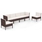 vidaXL Set muebles de jardín 6 pzas y cojines ratán sintético marrón vidaXL Set muebles de jardín 6 pzas y cojines ratán sintético marrón