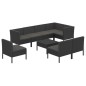 vidaXL Set de muebles de jardín 9 pzas y cojines ratán sintético negro vidaXL Set de muebles de jardín 9 pzas y cojines ratán sintético negro