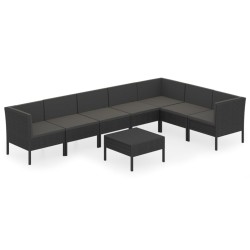 vidaXL Set de muebles de jardín 8 pzas y cojines ratán sintético negro