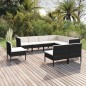 vidaXL Set de muebles de jardín 9 pzas cojines ratán sintético negro vidaXL Set de muebles de jardín 9 pzas cojines ratán sintético negro