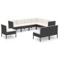 vidaXL Set de muebles de jardín 9 pzas cojines ratán sintético negro vidaXL Set de muebles de jardín 9 pzas cojines ratán sintético negro
