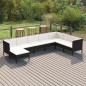 vidaXL Set de muebles de jardín 8 pzas y cojines ratán sintético negro
