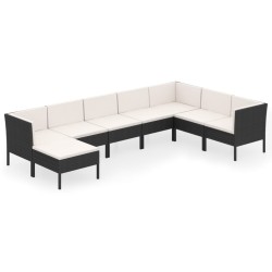 vidaXL Set de muebles de jardín 8 pzas y cojines ratán sintético negro