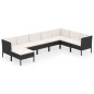 vidaXL Set de muebles de jardín 8 pzas y cojines ratán sintético negro