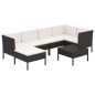 vidaXL Set muebles de jardín 7 pzas y cojines ratán sintético negro vidaXL Set muebles de jardín 7 pzas y cojines ratán sintético negro