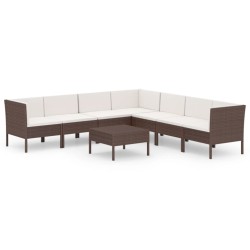 vidaXL Set muebles de jardín 8 pzas y cojines ratán sintético marrón