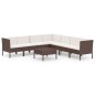vidaXL Set muebles de jardín 8 pzas y cojines ratán sintético marrón vidaXL Set muebles de jardín 8 pzas y cojines ratán sintético marrón