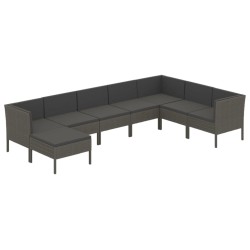 vidaXL Set de muebles de jardín 8 pzas y cojines ratán sintético gris