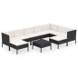 vidaXL Set de muebles de jardín 10 pzas cojines ratán sintético negro vidaXL Set de muebles de jardín 10 pzas cojines ratán sintético negro