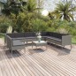 vidaXL Set de muebles de jardín 11 pzas y cojines ratán sintético gris vidaXL Set de muebles de jardín 11 pzas y cojines ratán sintético gris