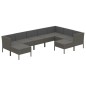 vidaXL Set de muebles de jardín 9 pzas y cojines ratán sintético gris