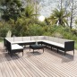 vidaXL Set muebles de jardín 12 pzas y cojines ratán sintético negro vidaXL Set muebles de jardín 12 pzas y cojines ratán sintético negro