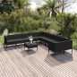 vidaXL Set de muebles de jardín 11 pzas cojines ratán sintético negro vidaXL Set de muebles de jardín 11 pzas cojines ratán sintético negro