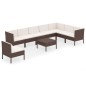 vidaXL Set muebles de jardín 9 pzas y cojines ratán sintético marrón vidaXL Set muebles de jardín 9 pzas y cojines ratán sintético marrón