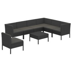 vidaXL Set de muebles de jardín 8 pzas y cojines ratán sintético negro