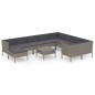 vidaXL Set de muebles de jardín 11 pzas y cojines ratán sintético gris vidaXL Set de muebles de jardín 11 pzas y cojines ratán sintético gris