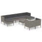 vidaXL Set de muebles de jardín 10 pzas y cojines ratán sintético gris vidaXL Set de muebles de jardín 10 pzas y cojines ratán sintético gris