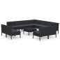 vidaXL Set muebles de jardín 12 pzas y cojines ratán sintético negro vidaXL Set muebles de jardín 12 pzas y cojines ratán sintético negro
