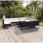 vidaXL Set muebles de jardín 12 pzas y cojines ratán sintético negro vidaXL Set muebles de jardín 12 pzas y cojines ratán sintético negro