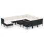 vidaXL Set muebles de jardín 12 pzas y cojines ratán sintético negro vidaXL Set muebles de jardín 12 pzas y cojines ratán sintético negro