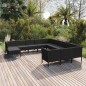 vidaXL Set muebles de jardín 12 pzas y cojines ratán sintético negro vidaXL Set muebles de jardín 12 pzas y cojines ratán sintético negro