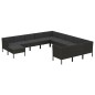 vidaXL Set muebles de jardín 12 pzas y cojines ratán sintético negro vidaXL Set muebles de jardín 12 pzas y cojines ratán sintético negro